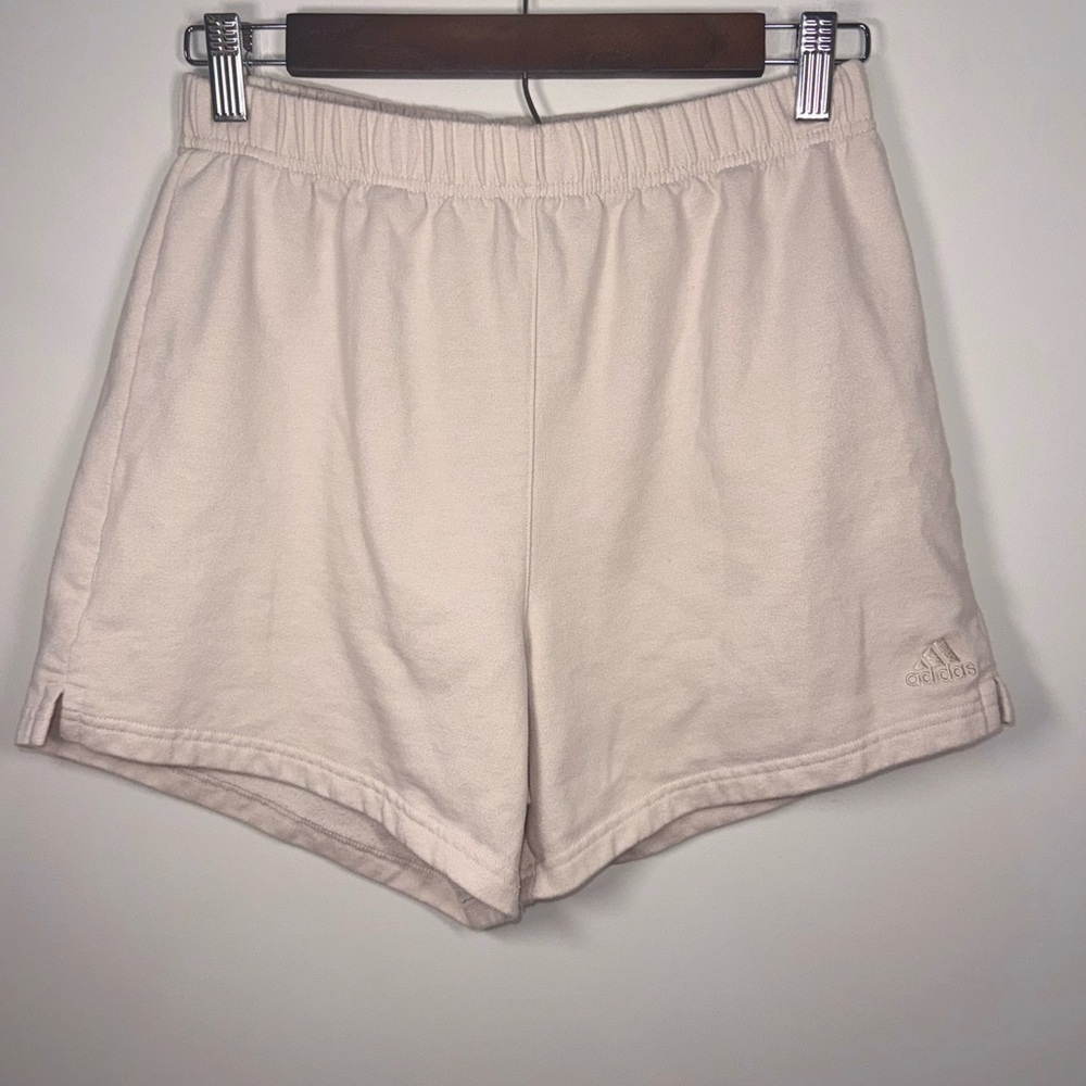 adidas Cream High-Rise Elastic Waist Women Athletic/Lounge Shorts Size Small